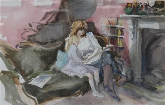 Phyllis Ethel Ginger (1907-2005) Reading a Story No. II 31 x 49cm